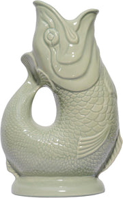 Sage Green Gluggle Jug XL 1.2L – Ceramic Fish Pitcher, Water & Wine Decanter