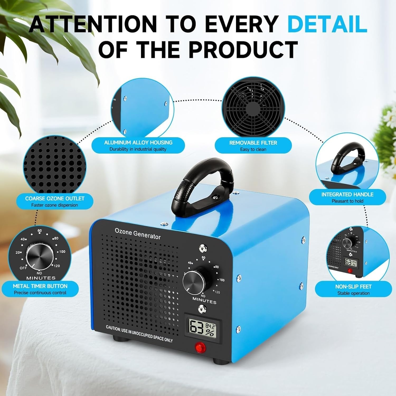 60000mg Ozone Generator Odor Eliminator Timer Large Room Smoke Pet 320㎡