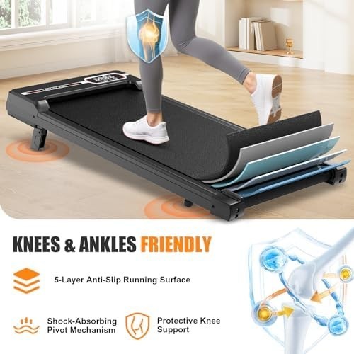 Incline Walking Pad Treadmill Under Desk 2.5HP Quiet Slim Home Office LED Remote