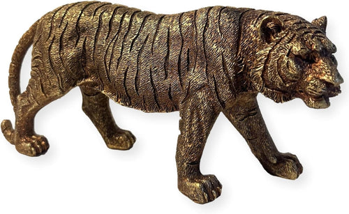 Bronze Effect Tiger Statue Ornament • Detailed Resin Wildlife Decor • 23cm