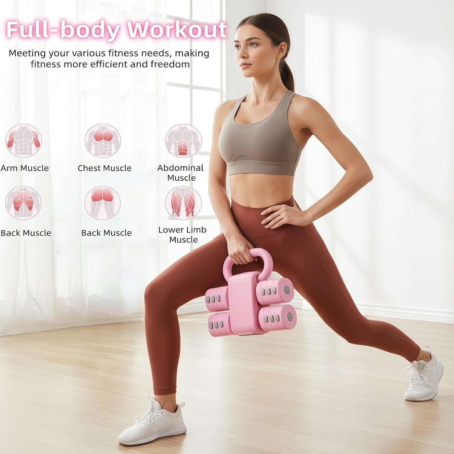 2-in-1 Adjustable Hand Weights 1–5kg Dumbbell Kettlebell Home Gym Set