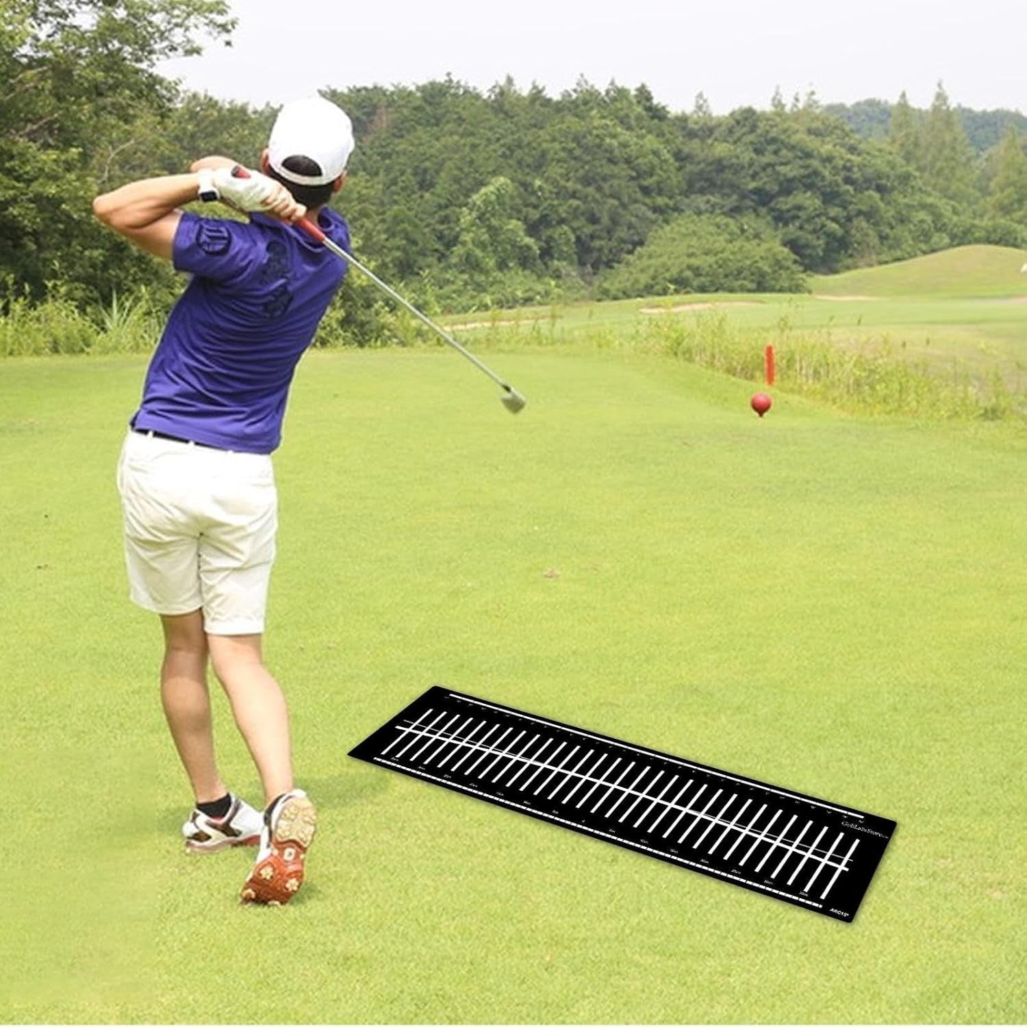 Golf Hitting Mat Alignment Trainer Putting Practice Aid 22in Indoor Outdoor
