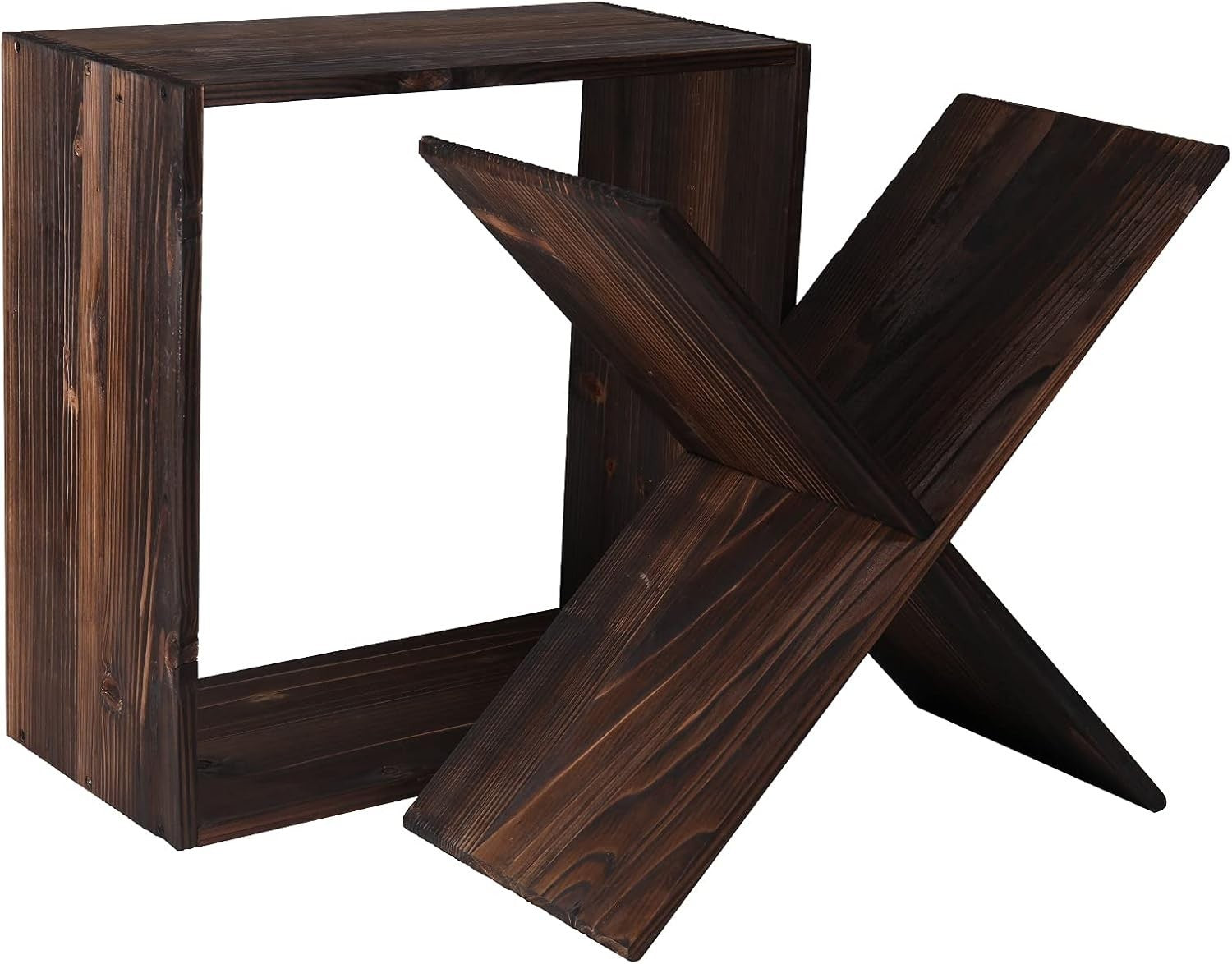 24 Bottle Wooden Wine Rack Cube Storage Stand Rustic Countertop Bar Display Dark