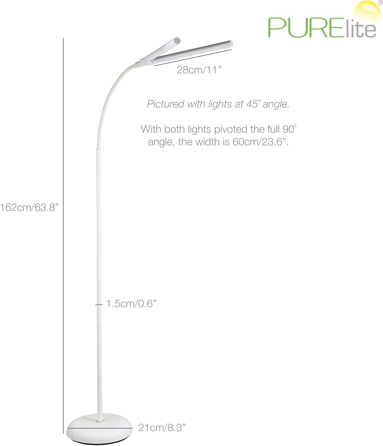 Natural Daylight Floor Lamp Twin LED Dimmable Reading Sewing Craft Light