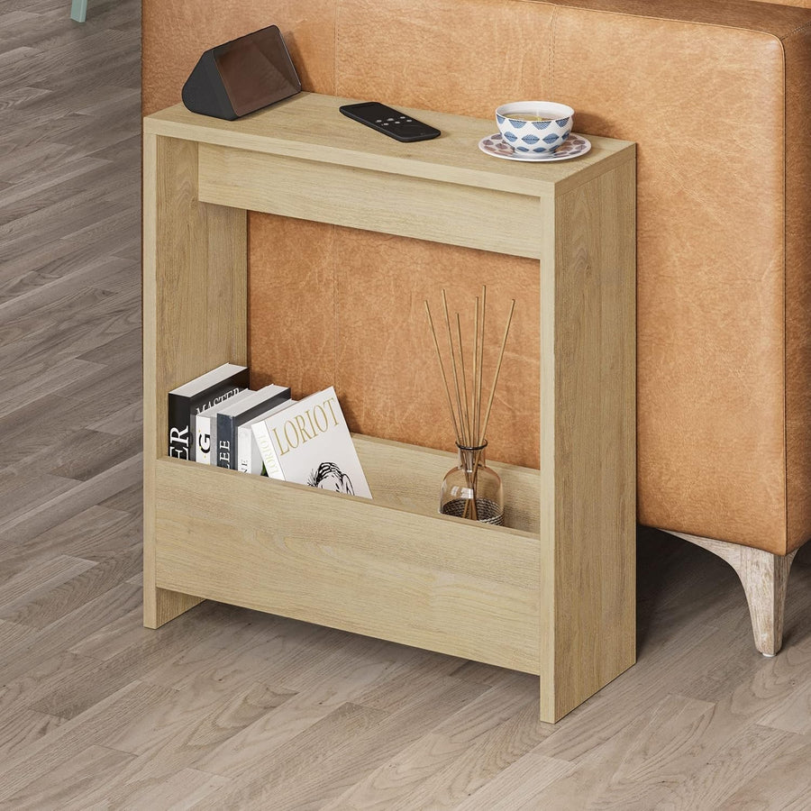 Oak Side Table with Magazine Rack – Space-Saving Storage & Stylish Finish