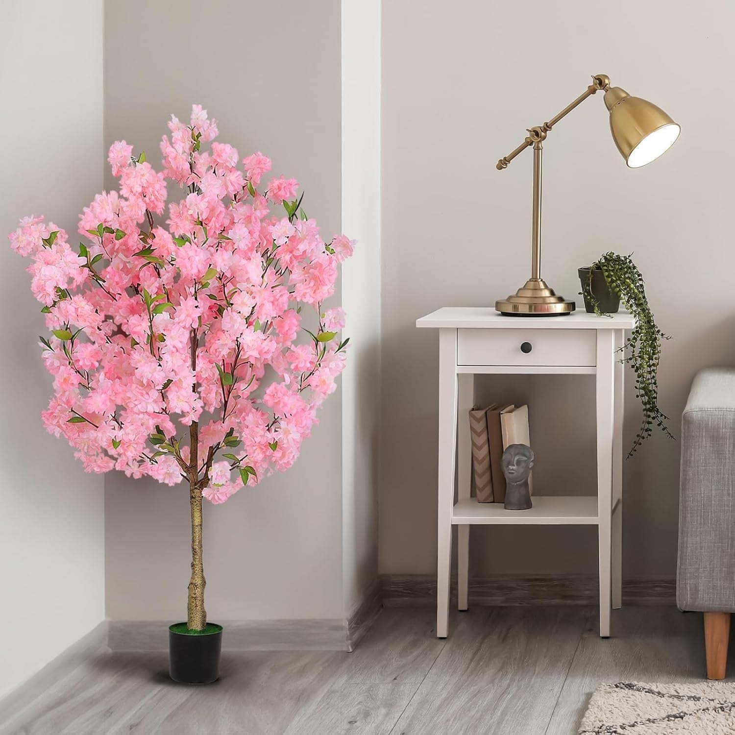 2 Pack 120cm Cherry Blossom Trees Pink Faux Flowering Sakura Large Indoor Decor