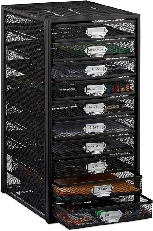 10-Drawer Desk Organiser for A4 Files & Stationery – Compact Office Storage