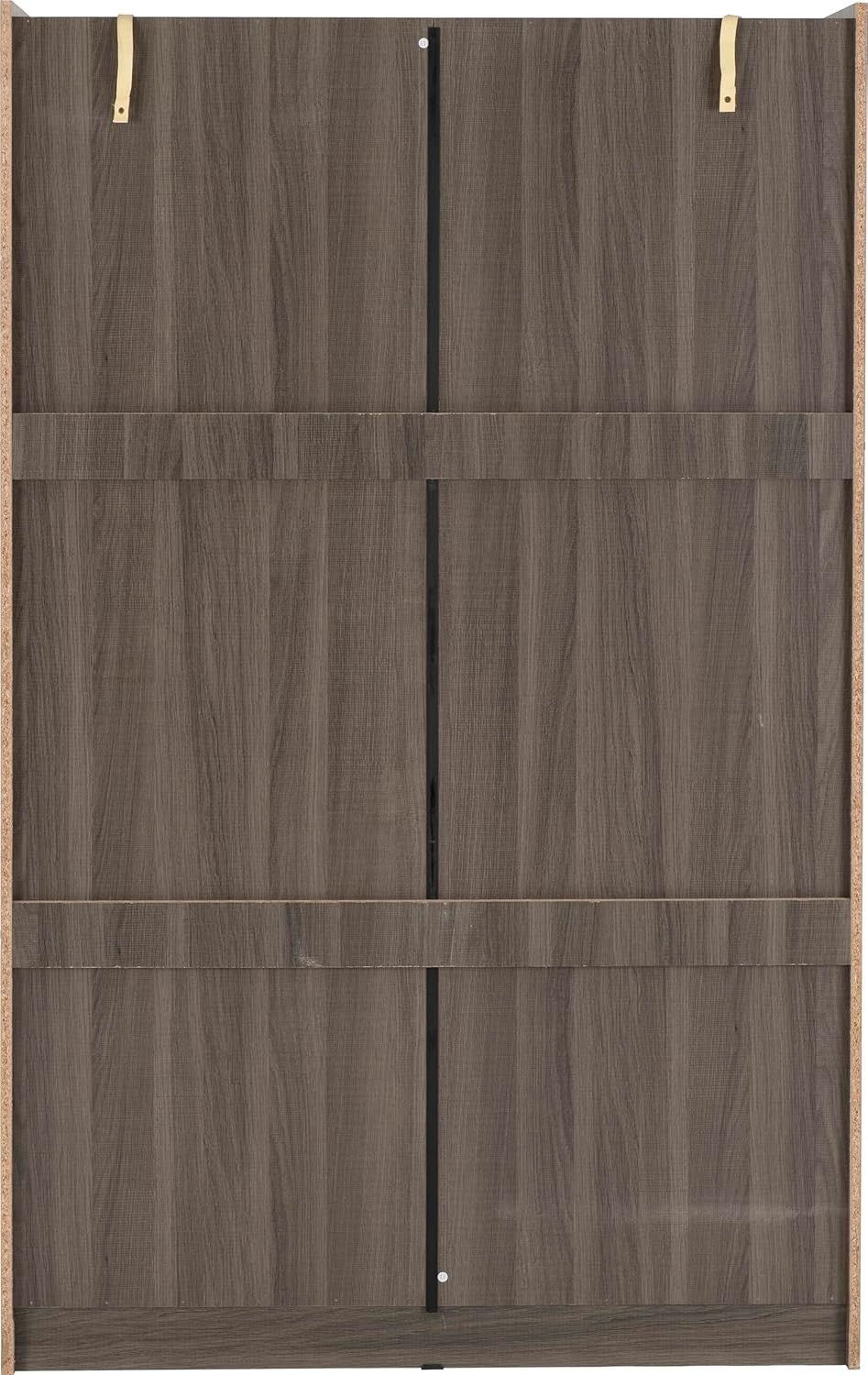 Modern Black Wood Sliding Wardrobe 2 Door Mirror Closet Storage Unit