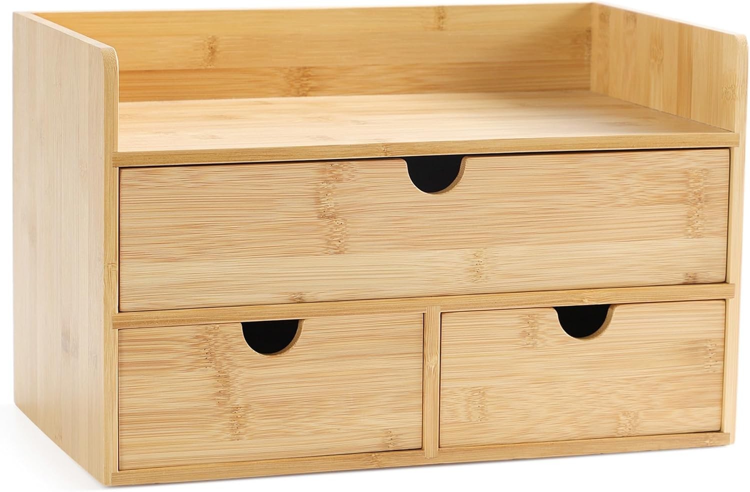 Bamboo Desk Organizer with 2 Drawers | Desktop Storage for Office & Home