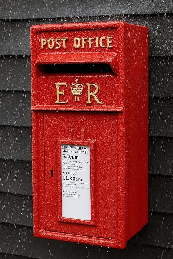 Wall Mounted Cast Iron Post Box Red – Lockable Secure Mailbox for Home & Events