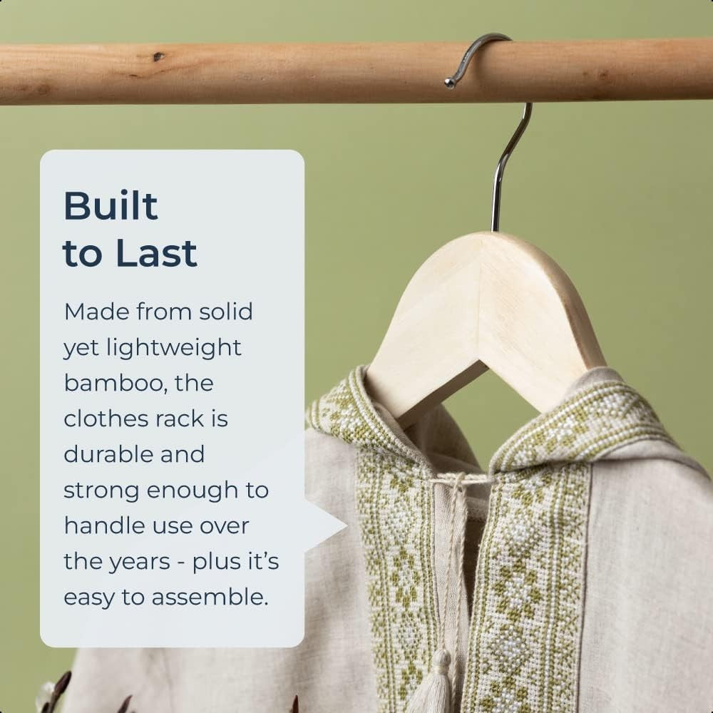 Bamboo Clothes Rack with Shoe Shelf – Foldable & Lightweight