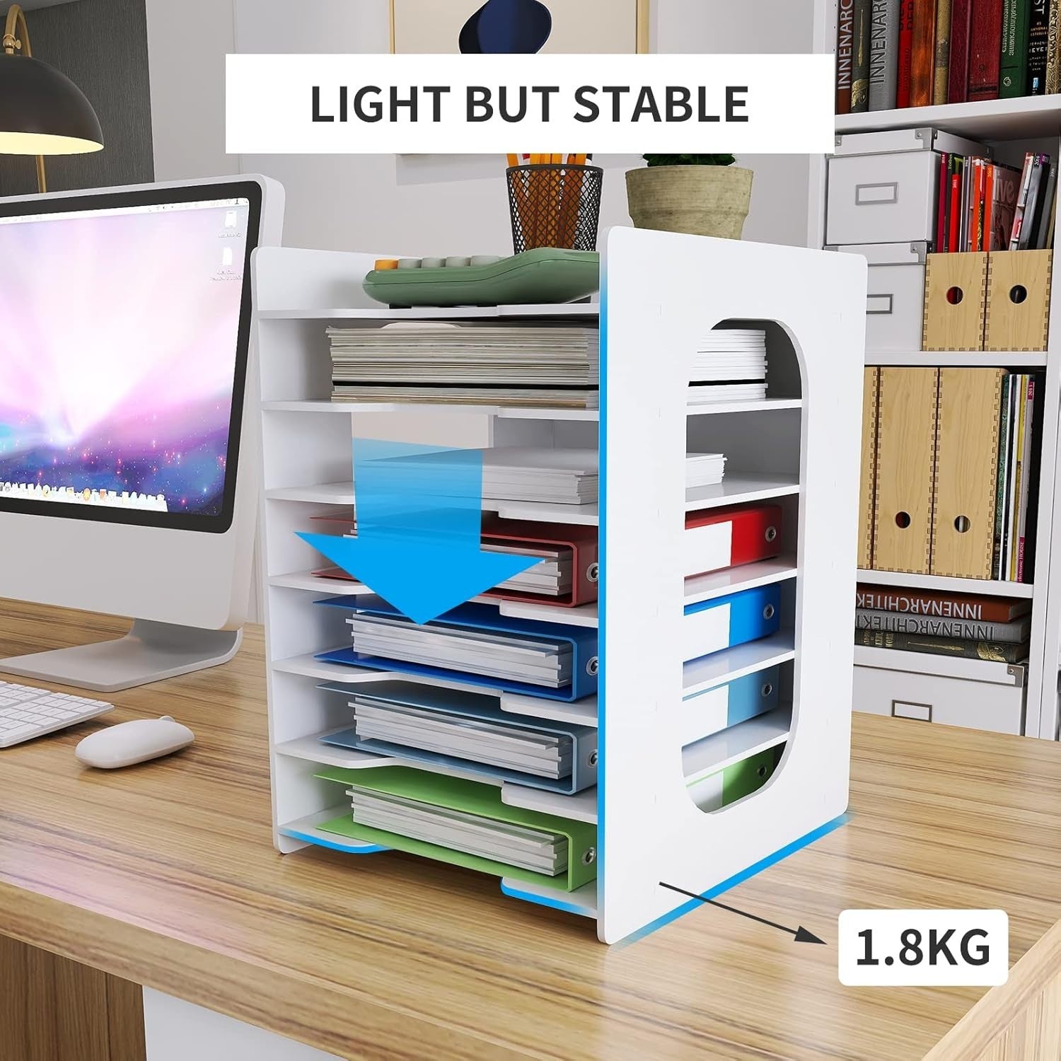 7-Tier Desk File Organizer Letter Tray A4 Paper Holder Document Rack