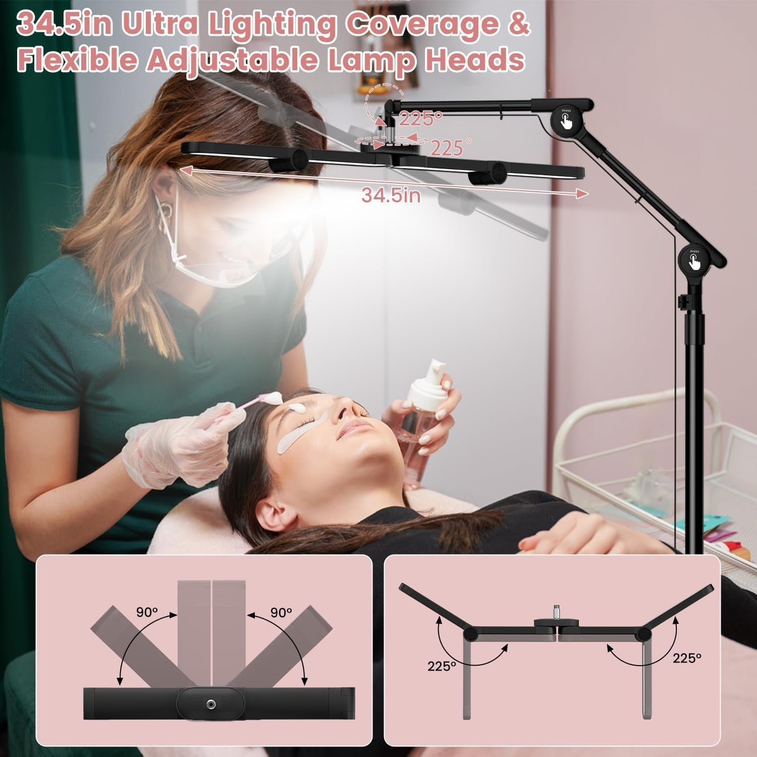 40W Foldable Square Lash Light LED Beauty Lamp Remote Dimmable