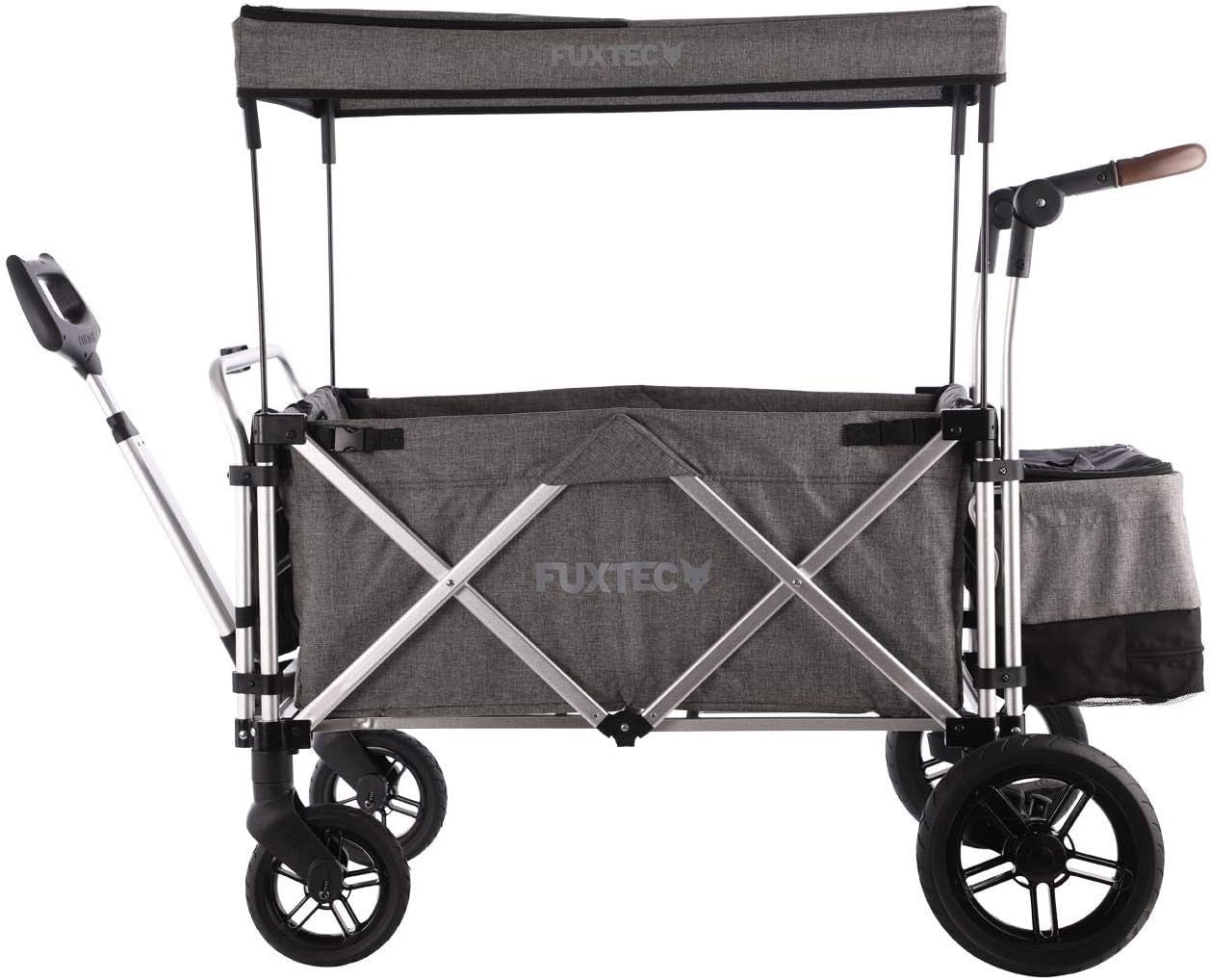 Premium Grey 2-Seater Folding Stroller Wagon Kids Push Pull All-Terrain Cart