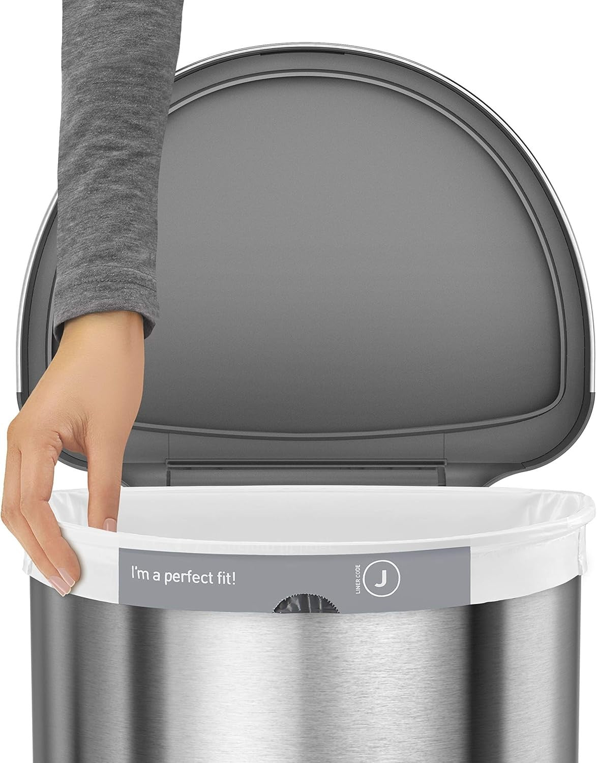 45L Semi Round Sensor Kitchen Bin Automatic Stainless Steel