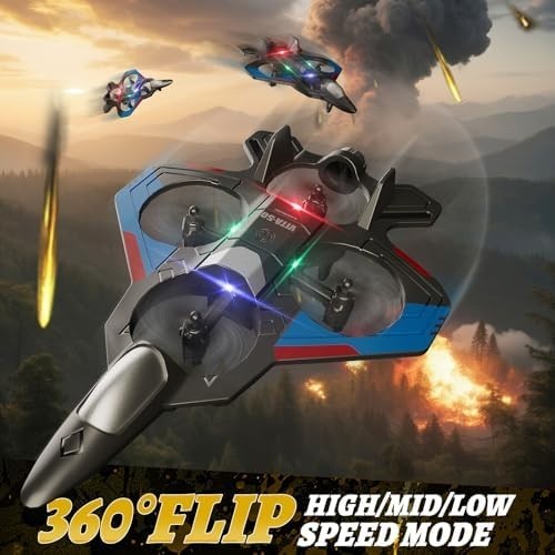 Remote Control Airplane for Kids Adults, Easy Fly RC Plane Jet with LED Lights