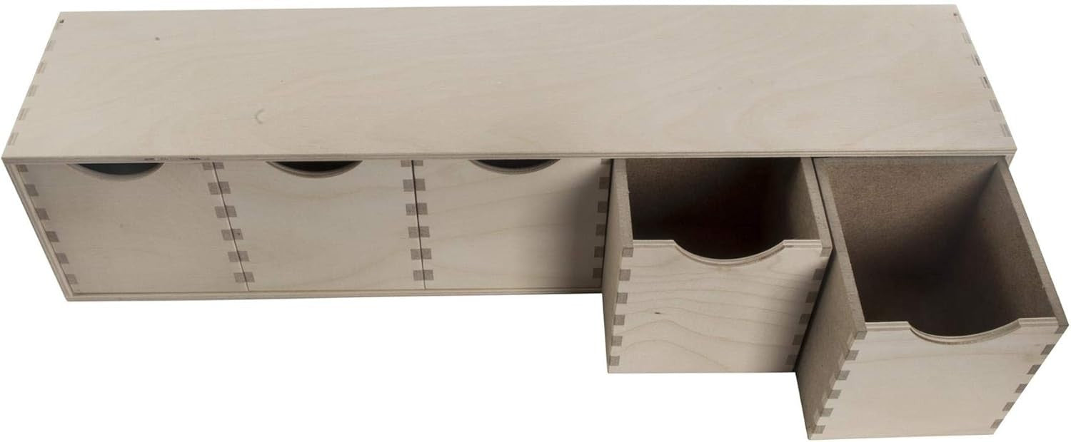 Wooden Desk Organiser 5-Drawer Mini Chest Birchwood Storage Cabinet 57cm