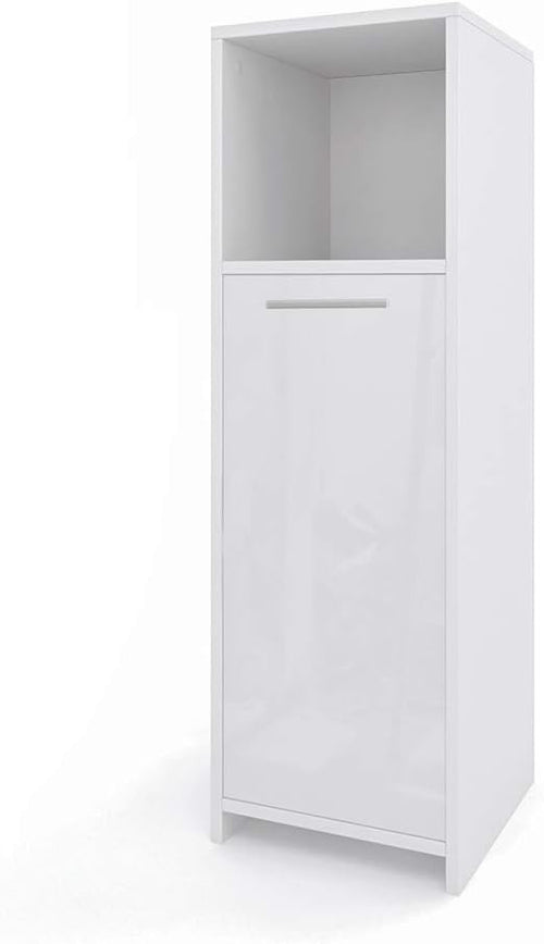 Slim Lockable Bathroom Storage Cabinet with Door & Shelf, 30x95 cm