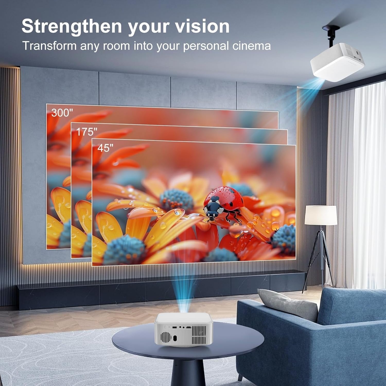 4K Smart Projector Android 13 1080P 800 ANSI WiFi 6 Auto Focus