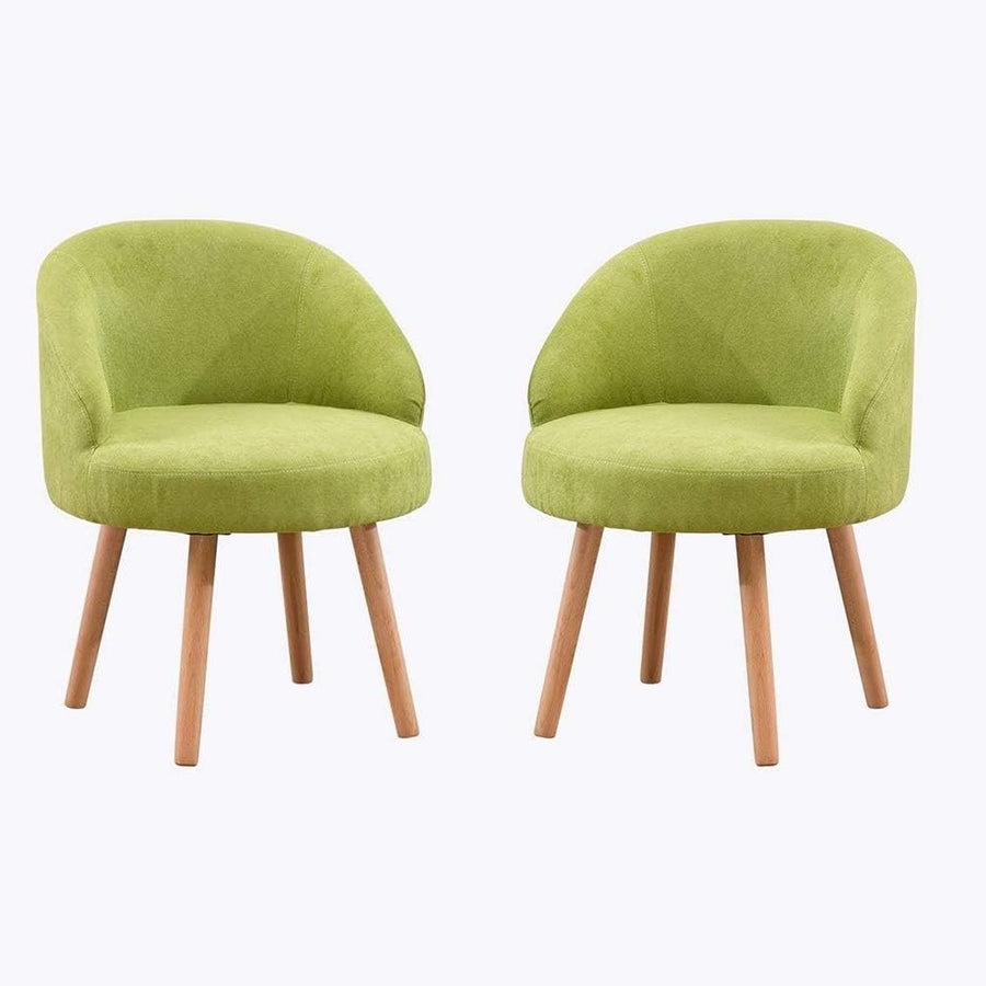 Set of 2 Green Linen Tub Chairs Lounge Side Armchairs
