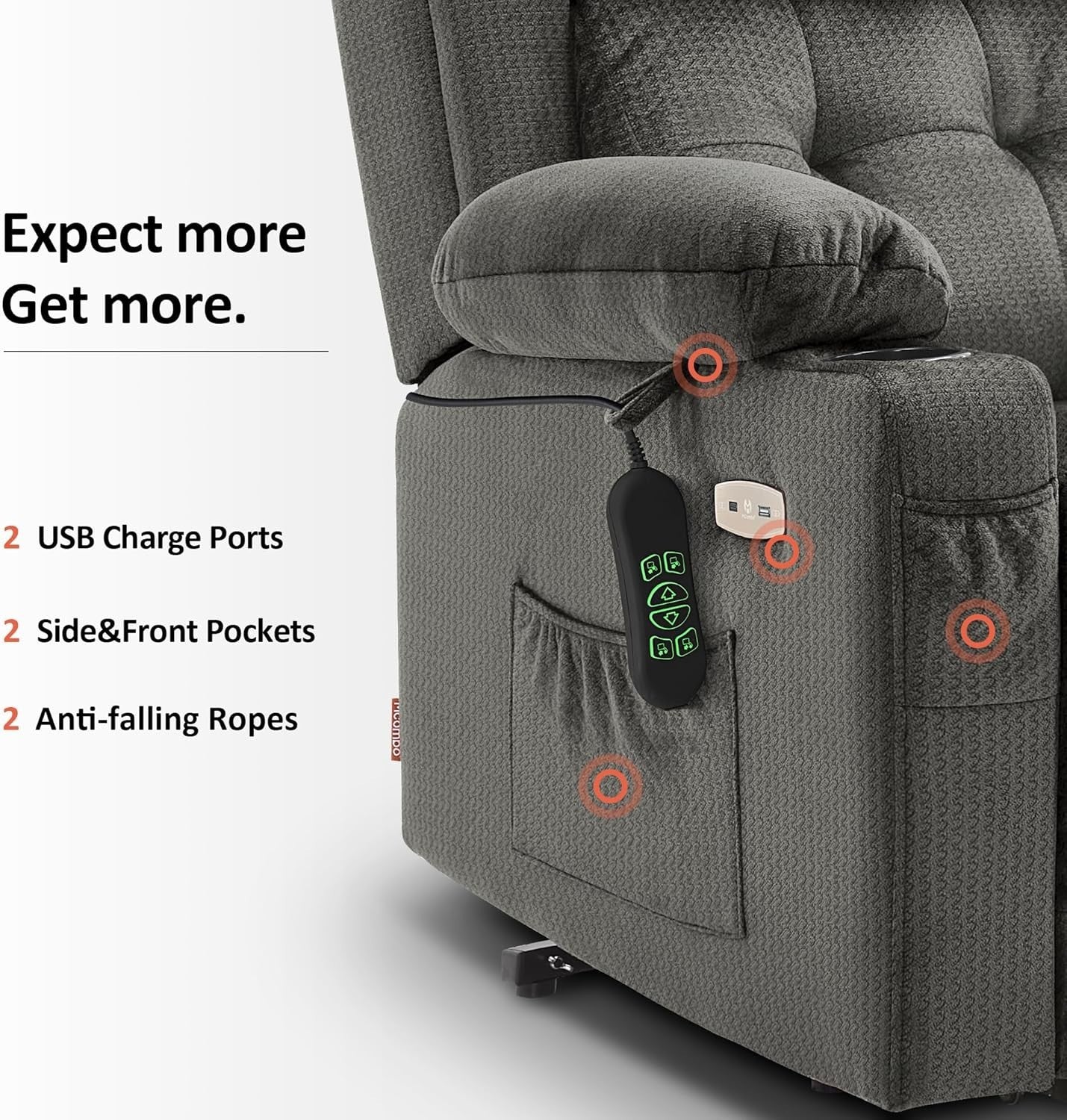 3 Motor Lift Recliner Chair Elderly Riser Heat Massage Adjustable Headrest Small