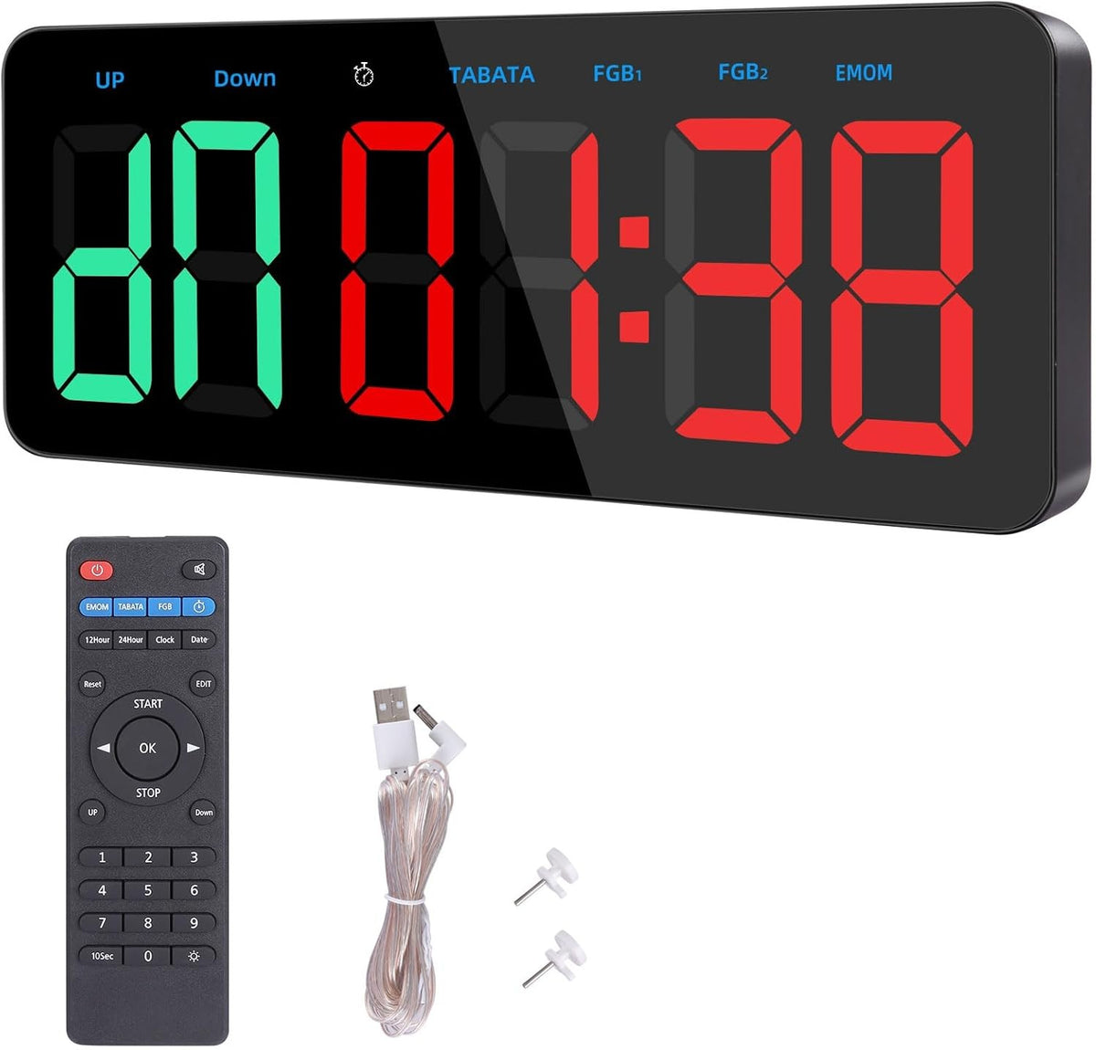 Large Digital Gym Timer Wall Clock Interval Countdown Remote Control