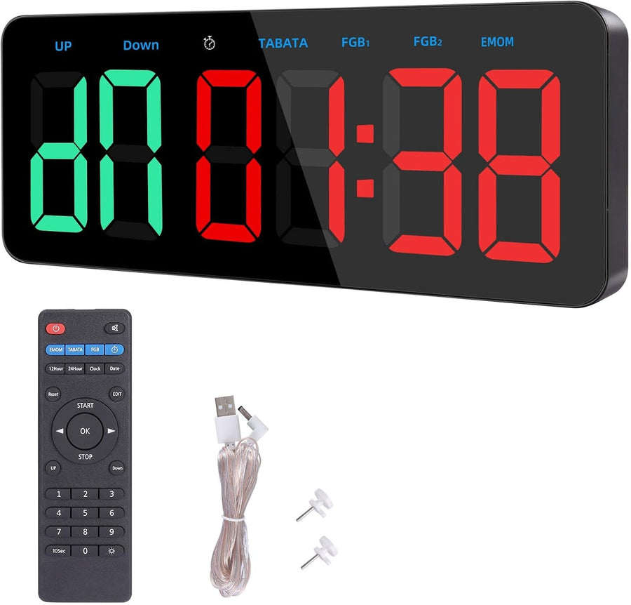 Large Digital Gym Timer Wall Clock Interval Countdown Remote Control