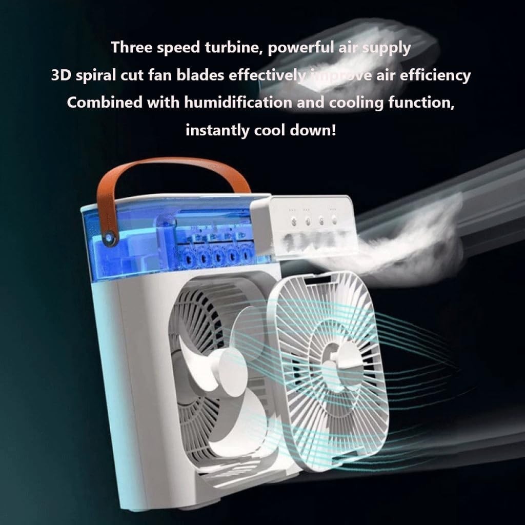 Desktop Cooling Spray Fan – 3-Speed USB Rechargeable Mist Humidifier 600ml Tank