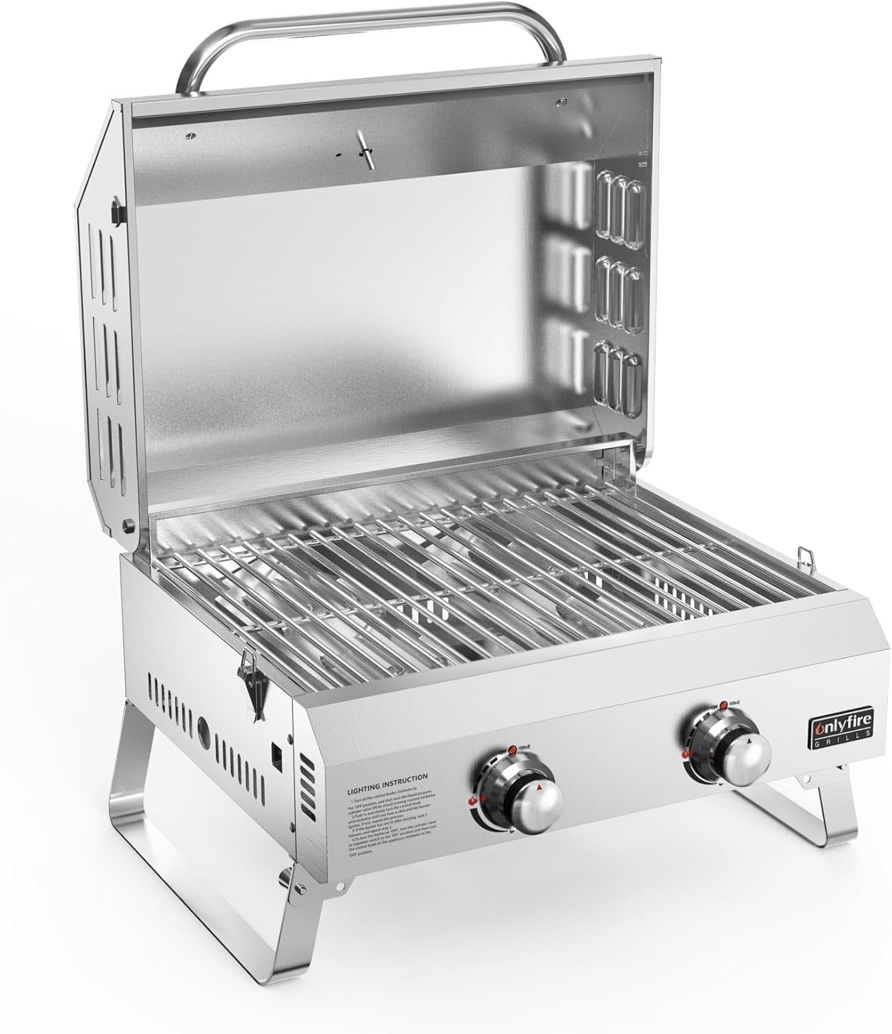 Portable 2 Burner Gas BBQ Grill Tabletop Stainless Steel Outdoor Camping Cooker
