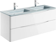 1200mm Wall Hung Vanity Unit White Gloss Double Basin Bathroom Furniture