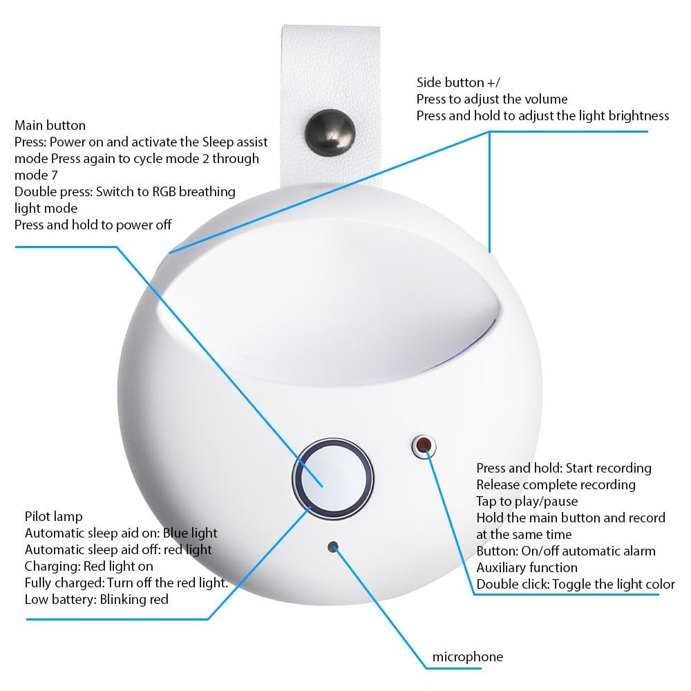 White Noise Machine for Sleep, Night Light, Baby & Adult Nursery Aid
