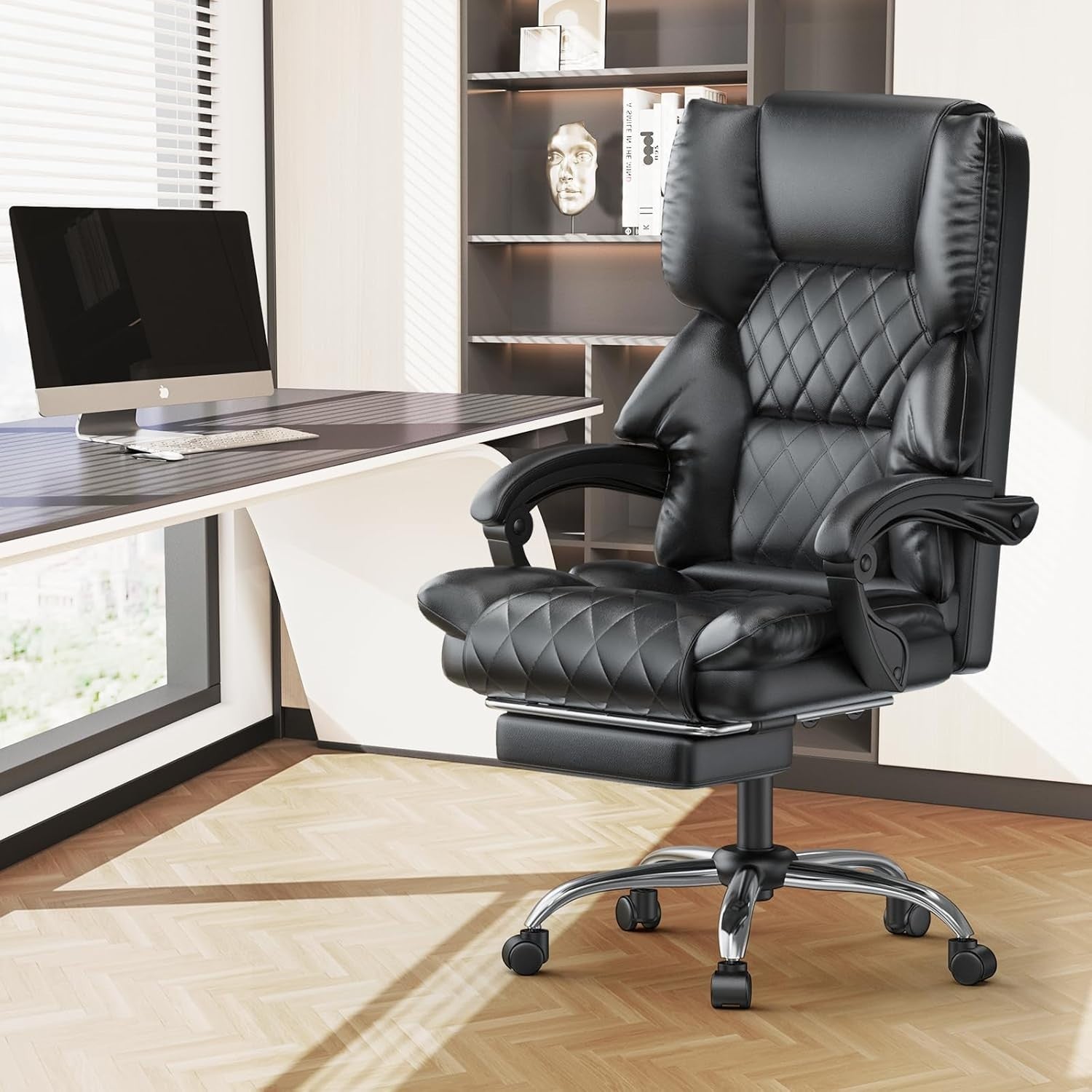 Executive Ergonomic Office Chair Recliner w/ Leg Rest Heavy Duty 400 lbs Black P