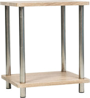 Small Sonoma Oak 2 Tier Side Table with Storage Shelf for Living Room