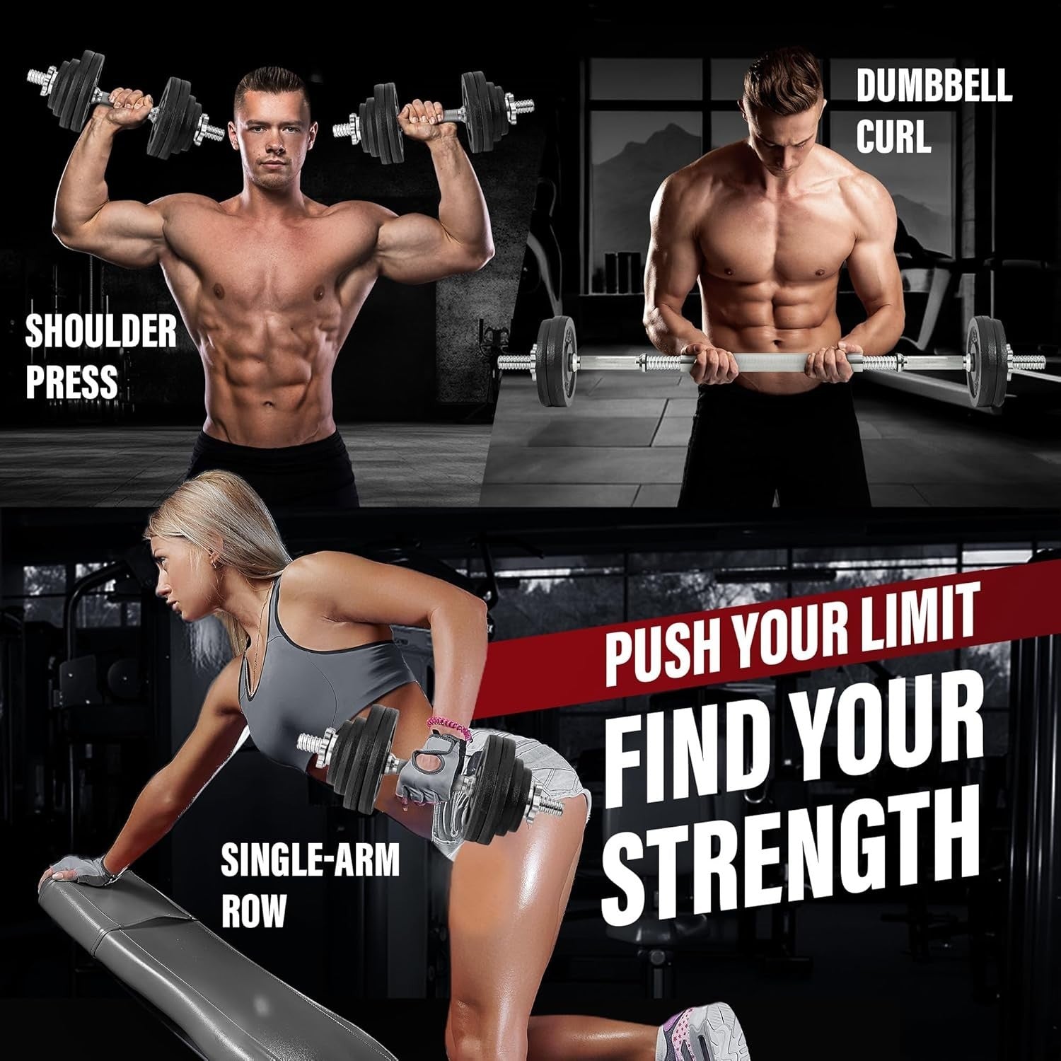 Adjustable Dumbbell Barbell Set 60LB Free Weights Cast Iron Home Gym