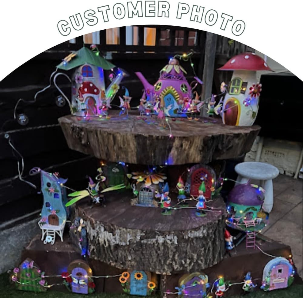Pixie Palace Fairy House Garden Ornament Metal Weatherproof Hand-Painted 35cm