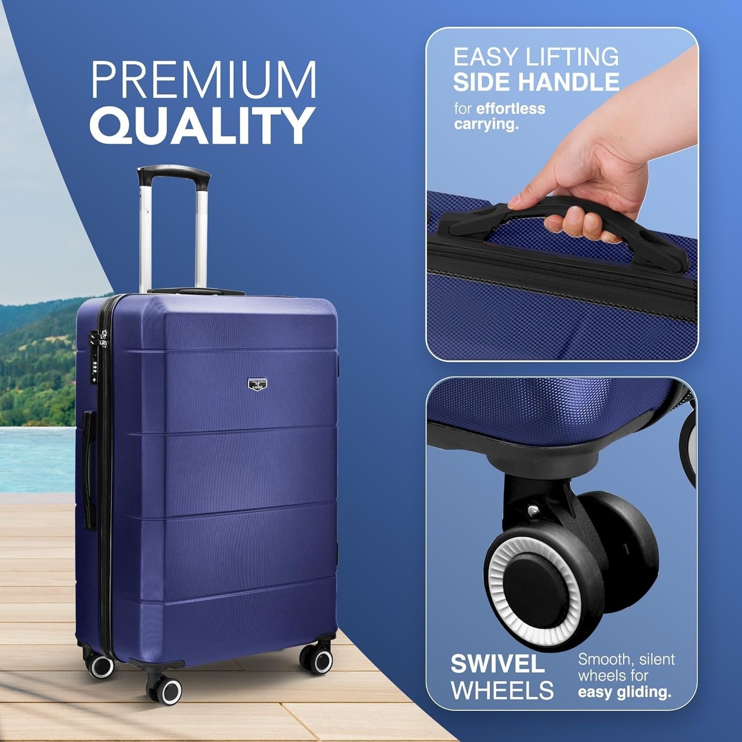 Large Checked Travel Suitcase 28” ABS Hard Shell 4 Wheel Spinner TSA