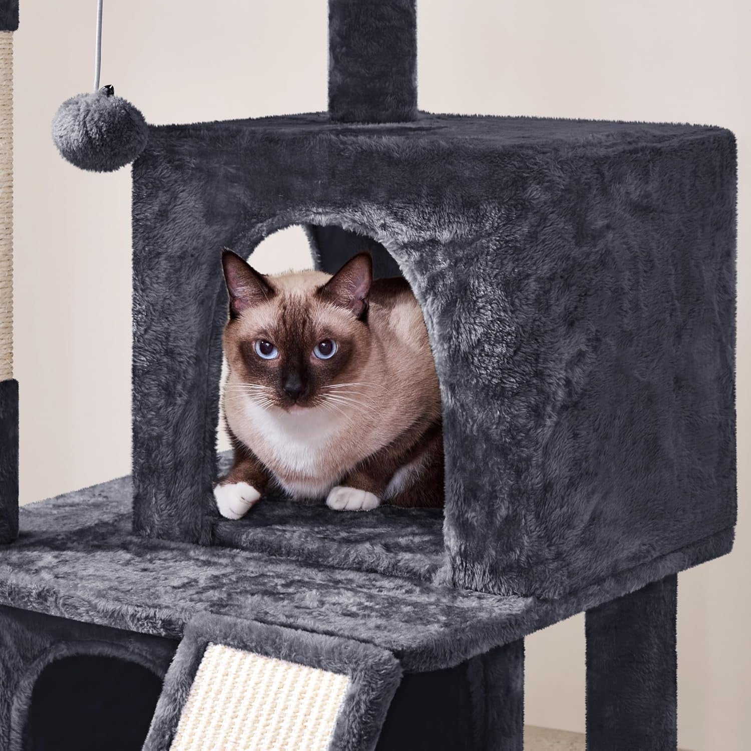 92cm Cat Tree Tower Multi Level Condo Scratching Post Ramp Dark Grey