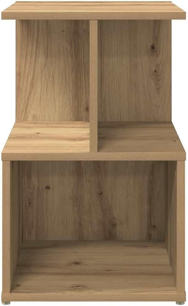 Pair of Oak Bedside Tables | Modern 2 Tier Nightstands with Open Storage