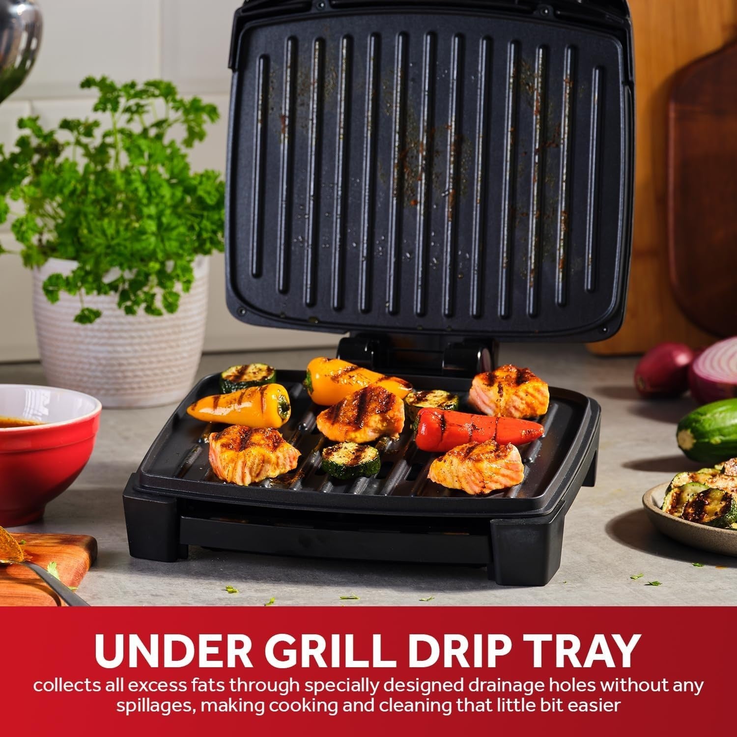 Medium Electric Grill Removable Plates Dishwasher Safe Energy Saving