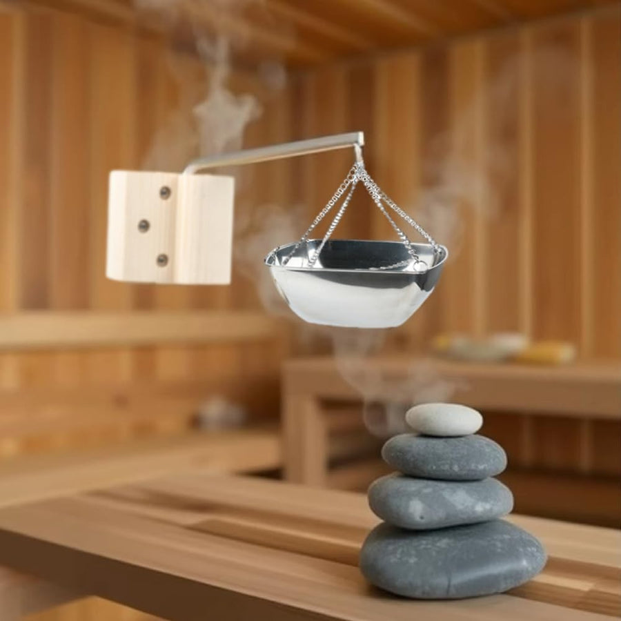 Square 20cm Stainless Steel Sauna Aroma Bowl w/ Adjustable Swing Arm