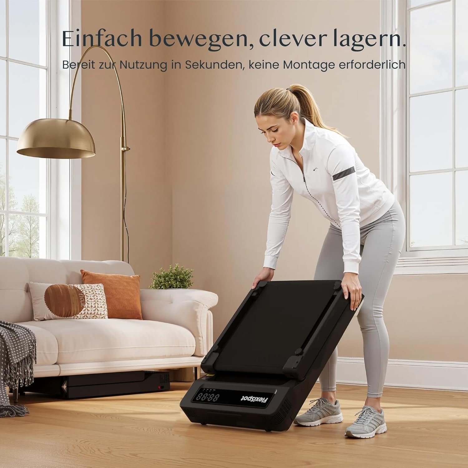 Under Desk Folding Treadmill 4-in-1 Portable LED Display Home Office Gym