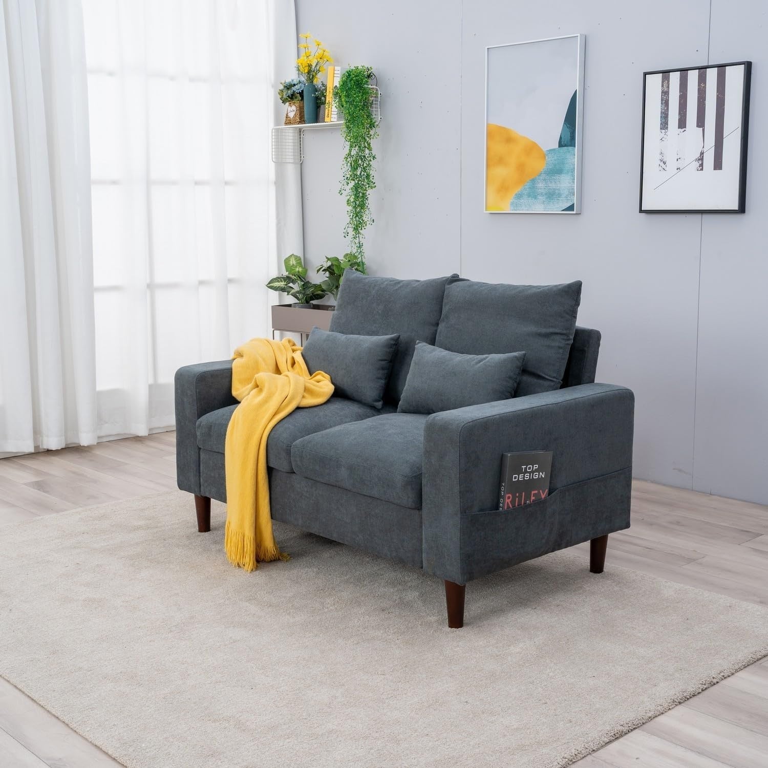 3+2 Seater Sofa Set Grey Fabric Upholstered Living Room Couch Suite Home (SV)