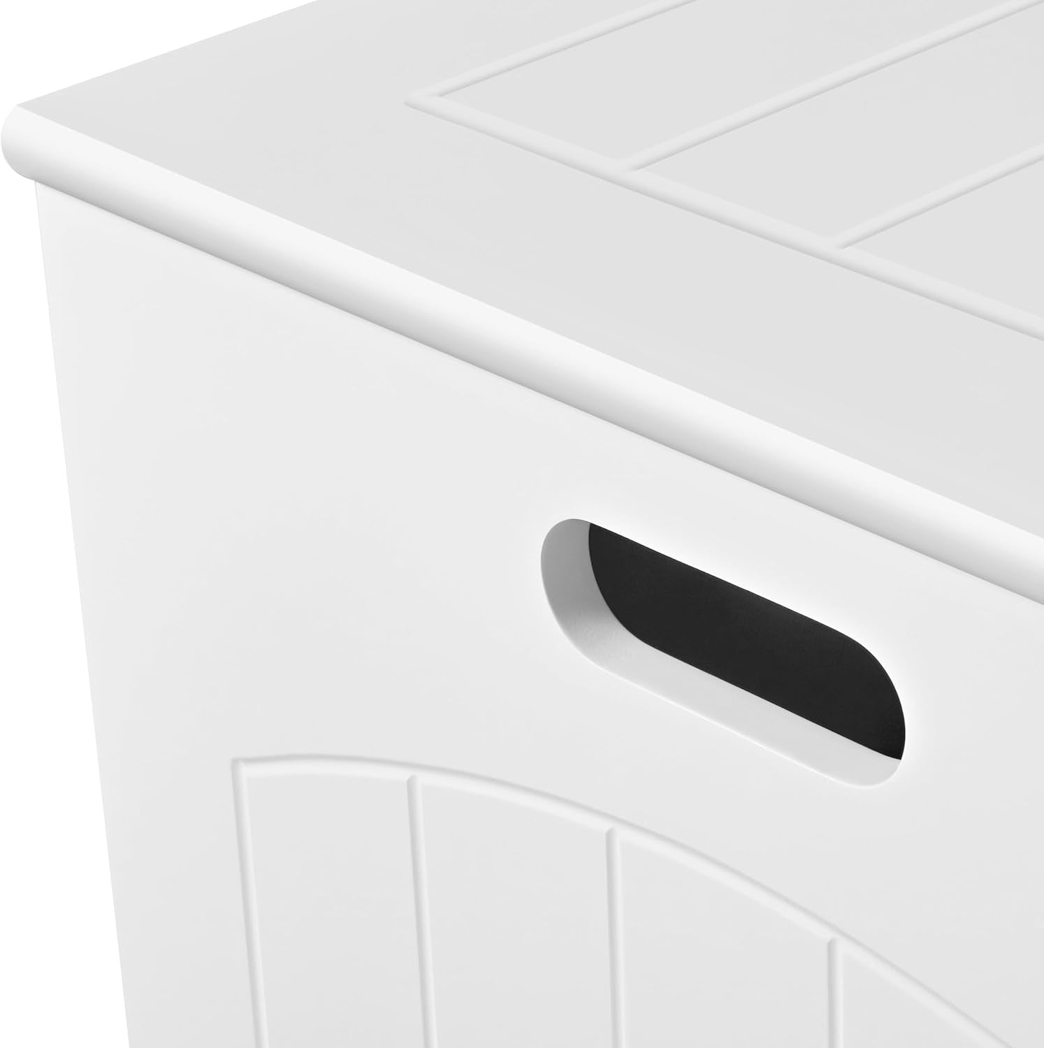 Large Wooden Laundry Basket Hamper with Hinged Lid Bathroom Storage White
