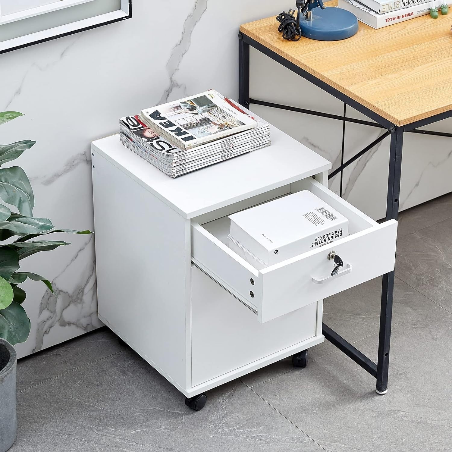Locking Mobile File Cabinet Drawer Door Under Desk A4 Storage Unit