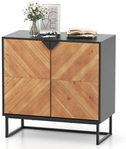 Modern 2 Door Wood Sideboard Cabinet Metal Legs Storage Unit Console