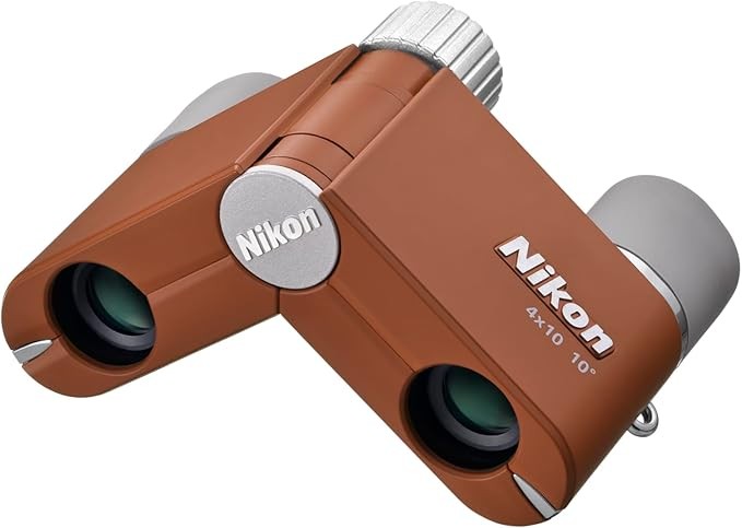 Ultra-Compact 4x10 Pocket Binoculars Lightweight HD Optics Amber Brown