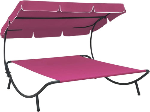 Outdoor Double Lounge Bed with Canopy | Waterproof Oxford Fabric Sunbed