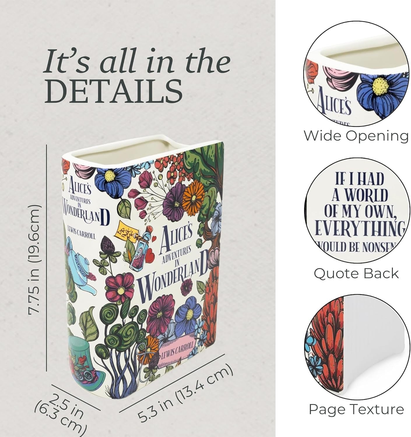 Book Shaped Ceramic Vase Decorative Floral Bookshelf Home Decor Gift