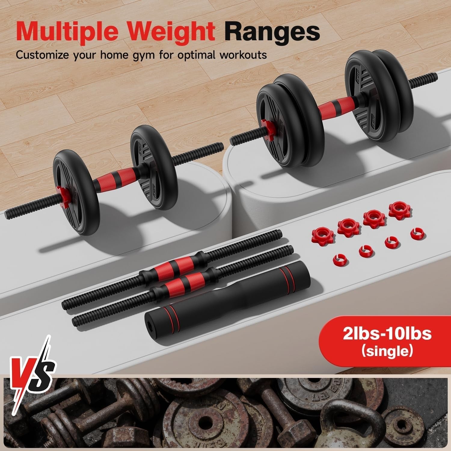 Adjustable Dumbbell Set 20lb 5 in 1 Free Weights Home Gym