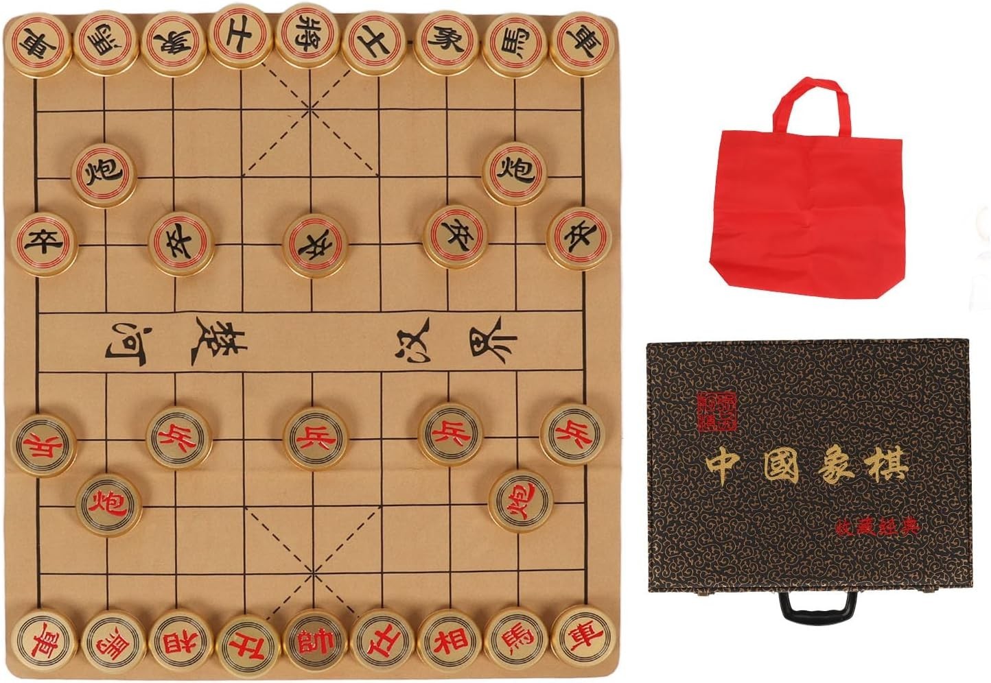 Luxury Xiangqi Chinese Chess Set Aluminum Pieces Travel Case